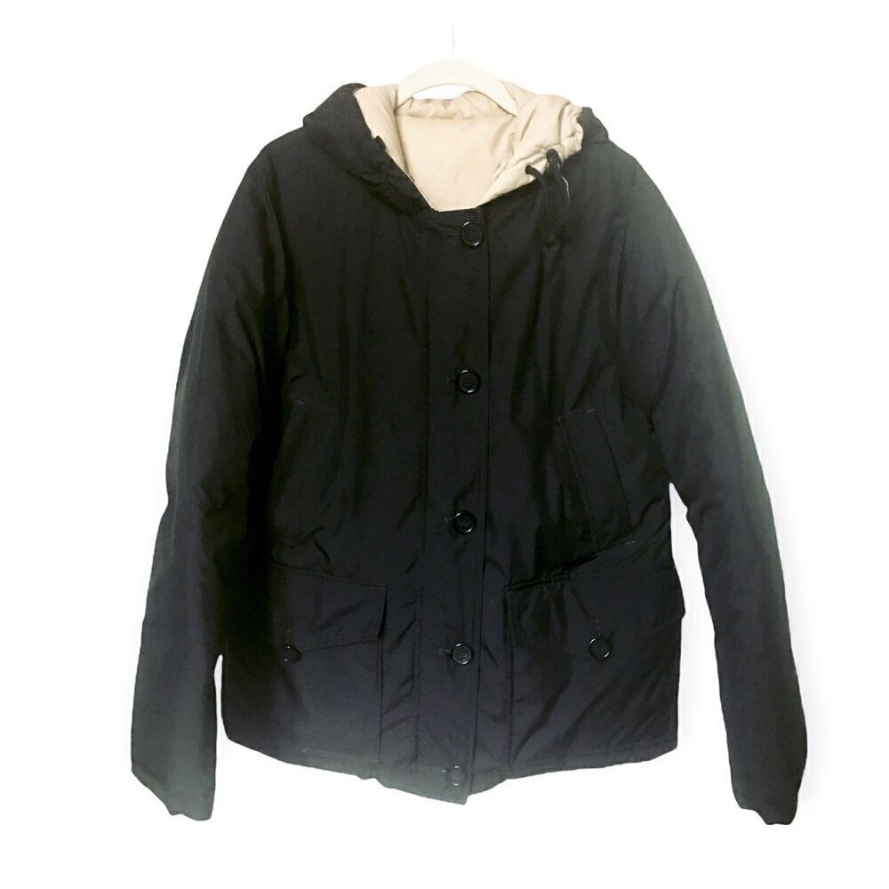 Tommy Hilfiger reversible down/feather puffer jacket, Black and Beige,  size L